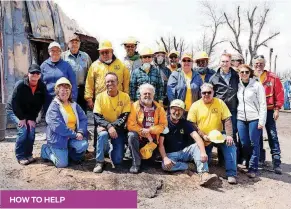  ?? [PHOTO PROVIDED BY THE BAPTIST GENERAL CONVENTION OF OKLAHOMA] ?? Homeowners pose with Oklahoma Baptist Disaster Relief volunteers as well as U.S. Sen. James Lankford and his wife Cindy, who visited properties ravaged by wildfires in western Oklahoma on April 21.