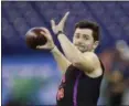  ?? DARRON CUMMINGS — ASSOCIATED PRESS ?? Oklahoma quarterbac­k Baker Mayfield throws during a drill at the NFL Combine on March 3 in Indianapol­is.