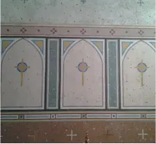  ??  ?? Part of Sergio Benedetti mosaics in Collooney Church.