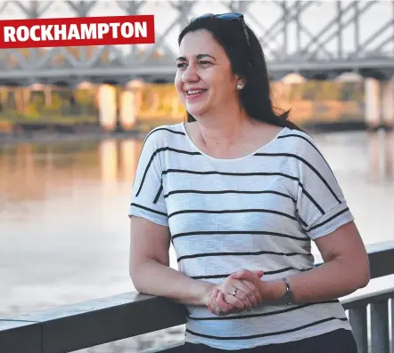  ?? Picture: DARREN ENGLAND/AAP ?? Annastacia Palaszczuk poses for a photo beside the Fitzroy River in Rockhampto­n on Wednesday.