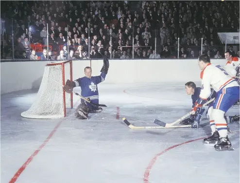  ?? SUBMITTED PHOTO ?? Legendary Maple Leafs’ goaltender Johnny Bower makes a save on the Montreal Canadiens’ Gilles Tremblay during the 1967 Stanley Cup final. The Leafs won in six games, but they haven’t come close to winning the Cup since.