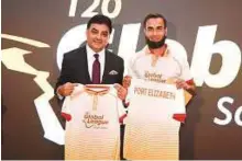  ?? Courtesy: NMBS ?? Ajay Sethi (left), owner of the Nelson Mandela Bay Stars, with marquee player Imran Tahir after the bids last year.