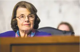  ?? Zach Gibson / Bloomberg ?? Sen. Dianne Feinstein, D-Calif., has the name recognitio­n that her rivals lack.