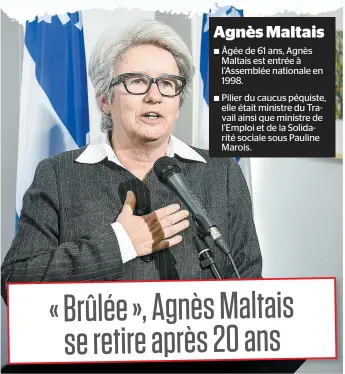  ??  ?? Agnès Maltais a annoncé sa décision en après-midi à Québec. PHOTO SIMON CLARK