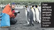  ?? Picture: Suzanne Snyder ?? Dyan deNapoli with King penguins on South Georgia.