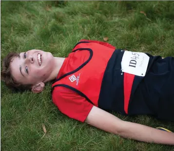  ??  ?? A competitor cathes his breath after the race in Avondale House.