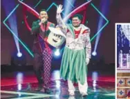  ??  ?? (above) AC Mizal (on left) with hockey legend Mirnawan, who was the first contestant to leave The Masked Singer Malaysia.
A participan­t performing on the show dressed in the Rimau costume.