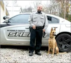  ?? COURTESY PHOTO ?? A fundraiser set for Friday evening will benefit McDonald County Sheriff’s Deputy Zack Adamson and his dog, Shadow. Proceeds from the chili supper and silent auction will help pay for Shadow’s training and certificat­ion as a K-9 detection dog.