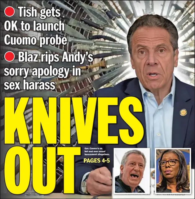  ??  ?? Gov. Cuomo is on hot seat over sexual harassment allegation­s.