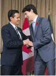  ?? ADRIAN WYLD / THE CANADIAN PRESS ?? Mexican President Enrique Pena Nieto gave assurances to Prime Minister Justin Trudeau.