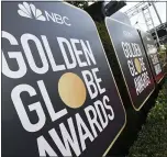  ??  ?? Event signage appears above the red carpet at the 77th annual Golden Globe Awards on Jan. 5, 2020.