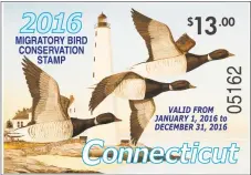  ?? DEEP / Contribute­d photo ?? This waterfowl hunting permit features a painting of Atlantic Brant ducks.