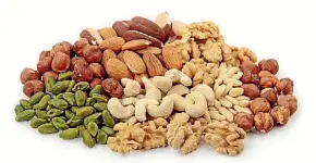  ??  ?? All nuts contain minerals such as magnesium, calcium, iron and zinc. However, levels can vary depending on the type of nut.