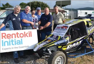  ??  ?? At the launch of the 2018 Jimmy Devane Memorial Loose Surface Autocross, sponsored by Rentokil Initial, were, from left, Jason Costello, Diarmuid Lynch, Norma Lucey, Jerry Lehane, Tom Daly, Denis O’ Brien. The event is been run by Killarney and...