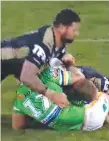  ?? Picture: FOX SPORT ?? Andrew Fifita was charged for this tackle.