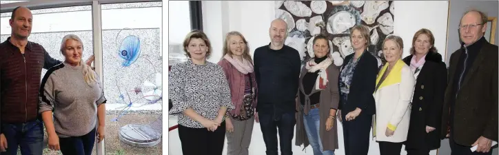  ??  ?? Remco De Fouw with artist Angela Sanina and her sculpture.
Clare Healy Musson, Edel Nolan, Oliver Comerford, Sibylle Schmidt, Eleanor Carpentor, Janet Davies, Karen Hennessy and Anthony Little