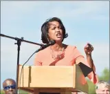  ?? Hearst Connecticu­t Media file photo ?? U.S. Rep. Jahana Hayes at the Hillhouse High School 160th Commenceme­nt Exercises for the Class of 2019 at Bowen Field in New Haven. Hayes has tested positive for COVID-19.