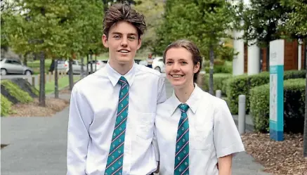  ??  ?? Kristin School deputy head prefects Declan Marshall and Jessica Tucker who are coordinati­ng the pool revamp.