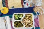  ??  ?? The Meals on Wheels lunch delivered last week to the Horans consisted of pasta salad, sliced cucumbers, three-bean salad, bread, and an orange.