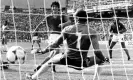  ?? Photograph: Jorg Schmitt/IPA/Shuttersto­ck ?? Paolo Rossi completes his hat-trick goal in Italy’s 3-2 win over Brazil at the 1982 World Cup in Spain.