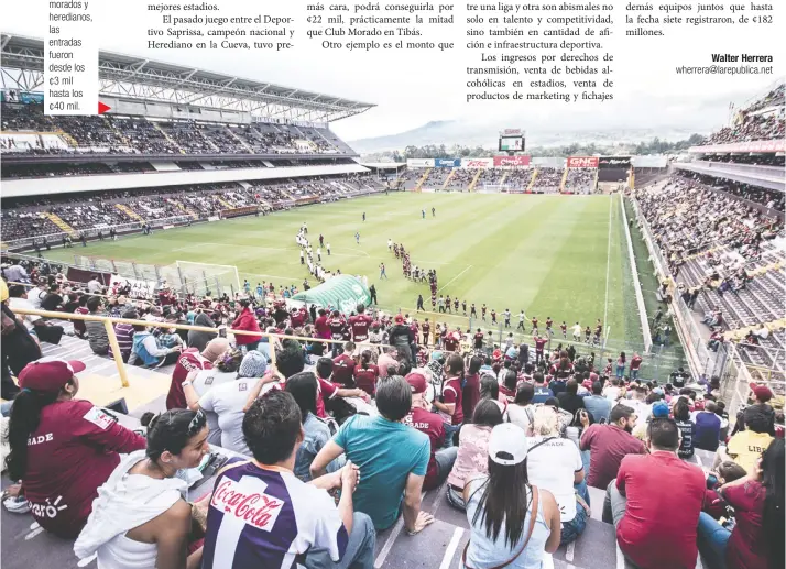  ?? Deportivo Saprissa/La República ?? En el último partido entre morados y heredianos, las entradas fueron desde los ¢3 mil hasta los ¢40 mil.