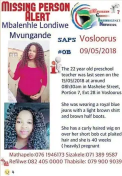  ??  ?? Mbali has apparently reappeared after her ‘abduction’.
