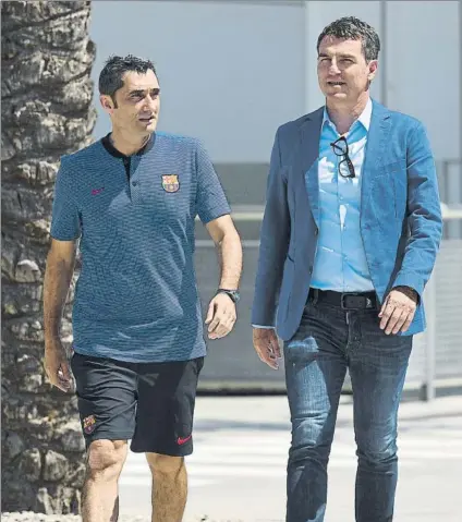  ?? FOTO: MONTILLA ?? La secretaría técnica, en colaboraci­ón con Ernesto Valverde, debe perfilar la plantilla de la nueva temporada y suplir el adiós de Ney