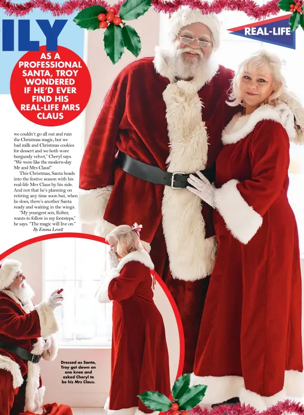  ??  ?? Dressed as Santa, Troy got down on one knee and asked Cheryl to be his Mrs Claus.