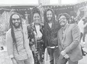  ?? DAVINA BENNETT ?? Ky-Mani Marley, Davina Bennett, Julian Marley and Rohan Marley on the set for Maluma’s surprise digital album“7 Días En Jamaica,”which is an homage to the culture of Jamaica by the Colombian singer. Bennett is the lead female character in the narrative of all seven of the music videos.
