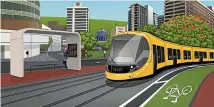  ?? FIT WELLINGTON ?? An artist’s impression of what light rail would look like along Wellington’s waterfront quays.