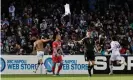  ?? Photograph: Ciro de Luca/Reuters ?? Arthur Cabral celebrates his superb winning goal at Stadio Diego Armando Maradona.