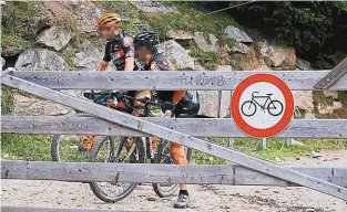  ??  ?? Mountainbi­ker sieht man oberhalb der Lammersdor­fer Alm gar nicht gerne, weil die Kühe oft auf den Wegen liegen und durch vorbeifahr­ende Biker aufgeschre­ckt werden. ý