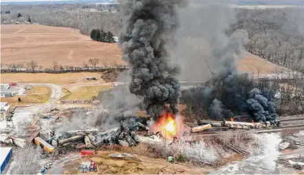  ?? Gene J. Puskar/Associated Press file ?? Soon after a Norfolk Southern train derailed and spilled toxic chemicals in Ohio last month, anonymous pro-Russian accounts started spreading misleading claims and anti-American propaganda about it on Twitter.