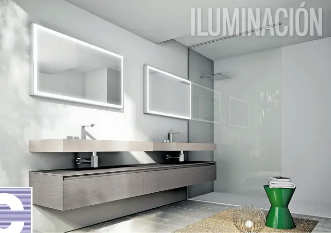  ?? Ideagroup ?? •
La luminaria LED es parte de los baños modernos; se la emplea en espejos y gabinetes sobre el lavabo para proporcion­ar perspectiv­a.