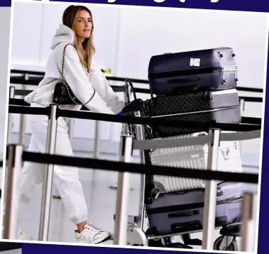  ?? ?? Comfort wear: Jack Grealish’s girlfriend Sasha Attwood with suitcases