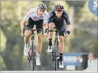  ?? PICTURE: PA ?? RIVALS: Australia’s Jai Hindley, left, sprints ahead of Britain’s Tao Geoghegan Hart to win the 18th stage of the Giro d’Italia.