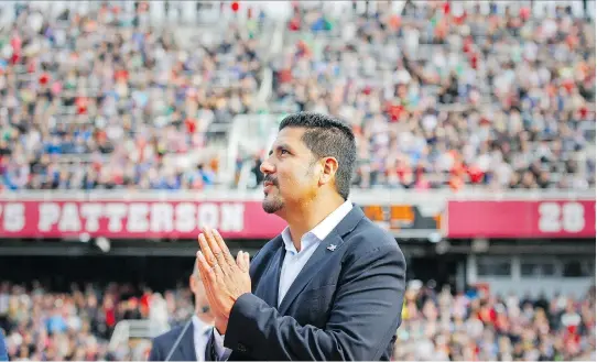  ?? JOHN MAHONEY ?? After 16 years as the Alouettes’ star quarterbac­k, Anthony Calvillo — now quarterbac­ks coach for the Argonauts — says he’s grateful he’s “able to continue to grow as a coach.”