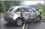  ??  ?? Mags Stewart’s car after incident between Onich and Corran Ferry on July 27.