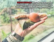  ??  ?? IMBAU KEMBALI: Telur rebus, kacang dan kochung yang dibekalkan kepada peserta kembara bagi mengimbau menu nostalgia.