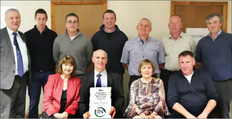  ?? (Donal Shinnick not present for photograph). ?? Above: Peter Byrne (CEO FRS Ireland), and Maurice Sampson (Manager Mallow FRS), with Kanturk FRS staff members Tim O’Connell, Tim Murphy, James Looney, Mike Carroll, Pat O’Sullivan, John Corbett, Mary O’Riordan, Dan O’Riordan (Manager), and Rose...