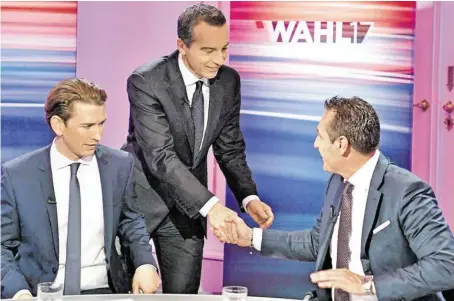  ?? BILD: SN/APA/HERBERT NEUBAUER ?? Kurz, Kern, Strache: Jeweils zwei dieser drei können eine Regierung bilden. Aber wer mit wem?