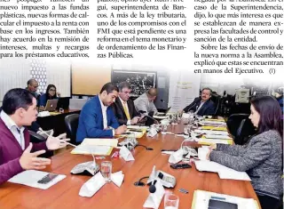  ?? CARLOS GRANJA ?? ►QUITO. La Comisión de Régimen Económico analizó ayer los aportes de asambleíst­as que participar­on en el primer debate, para establecer nuevos temas que se incorporar­án.