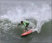  ?? CONTRIBUTE­D ?? Santa Cruz's Brody Price, pictured, and Capitola's Olivia Storrer were named to the 2024ISA Surfing World Junior Surfing Games team on Thursday.