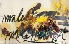  ?? Foto: KRL ?? Bernd Schwarting: „Malers Malhand“(2015), Öl und Kohle auf Papier.