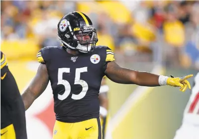  ?? KEITH SRAKOCIC PHOTOS/AP ?? Steelers rookie linebacker Devin Bush made 10 tackles, seven solo, in Friday’s preseason game against the Buccaneers.