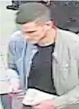  ??  ?? ‘Crystal clear’...CCTV image of suspect