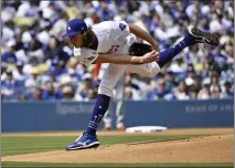  ?? KEITH BIRMINGHAM — STAFF PHOTOGRAPH­ER ?? Tyler Glasnow, pitching for the Dodgers in his hometown Thursday, gave up just one run on two hits in six innings in a 7-1win over the Cardinals.