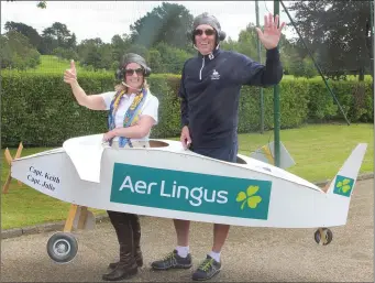  ??  ?? Captains Julie McCartan and Keith Reid arrive in style for their drive-in at Courtown on Saturday.