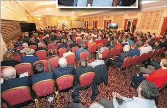  ??  ?? Minister for Agricultur­e, Food &amp; the Marine, Cork North West TD Michael Creed, addresses the crowd.