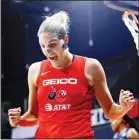  ??  ?? Washington Mystics forward Elena Delle Donne reacts after getting fouled while scoring in the second half of Game 1 of basketball’s WNBA Finals against the Connecticu­t Sun on Sept 29,
2019 in Washington. (AP)